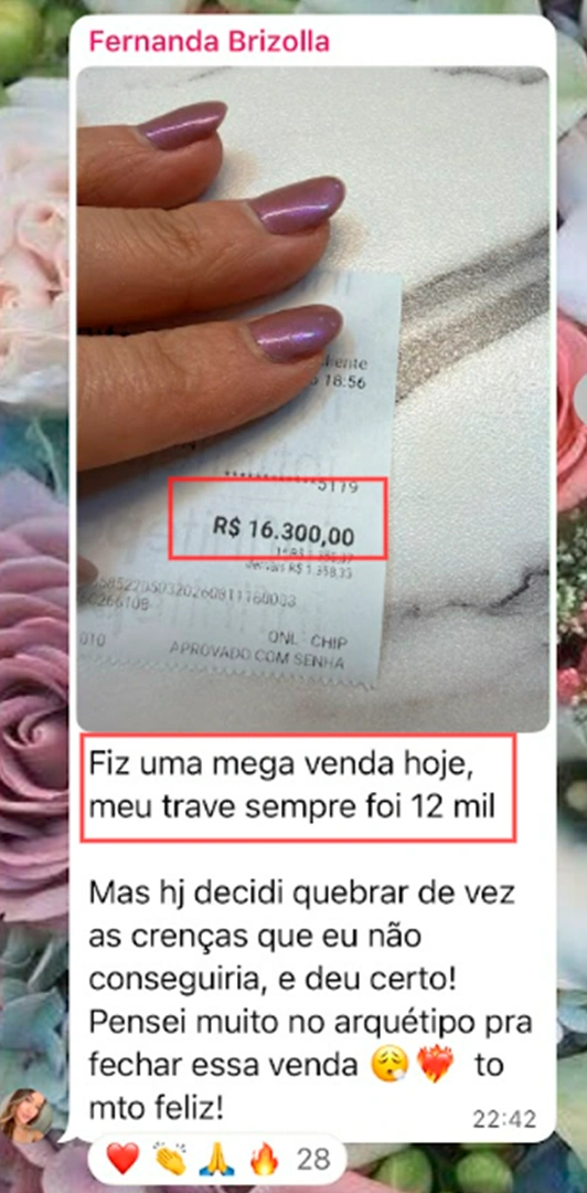 Resultado de faturamento de aluna do Ecossistema AJA