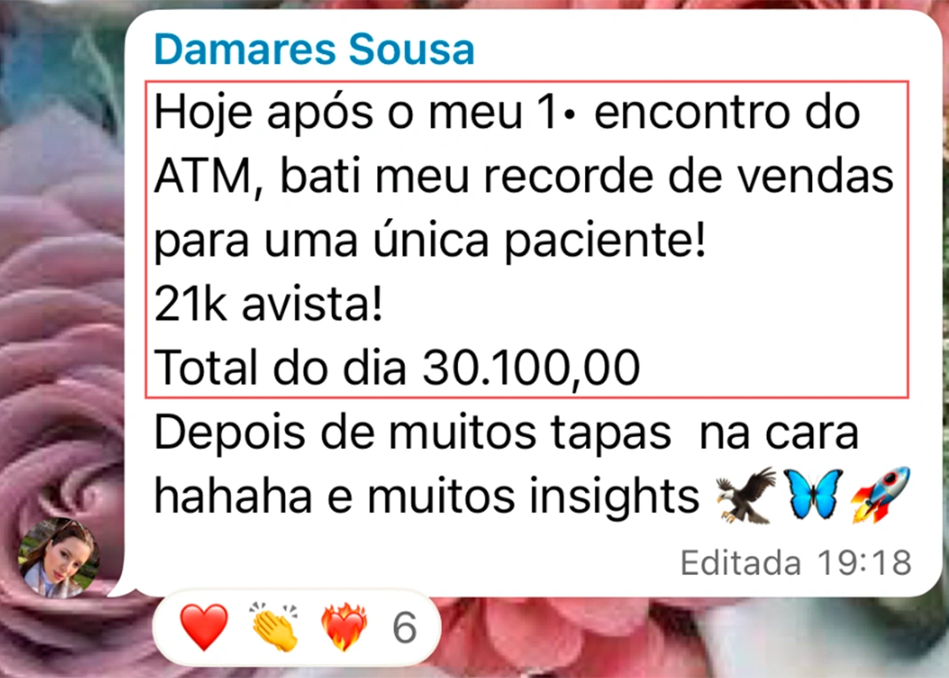 Resultado de faturamento de aluna do Ecossistema AJA