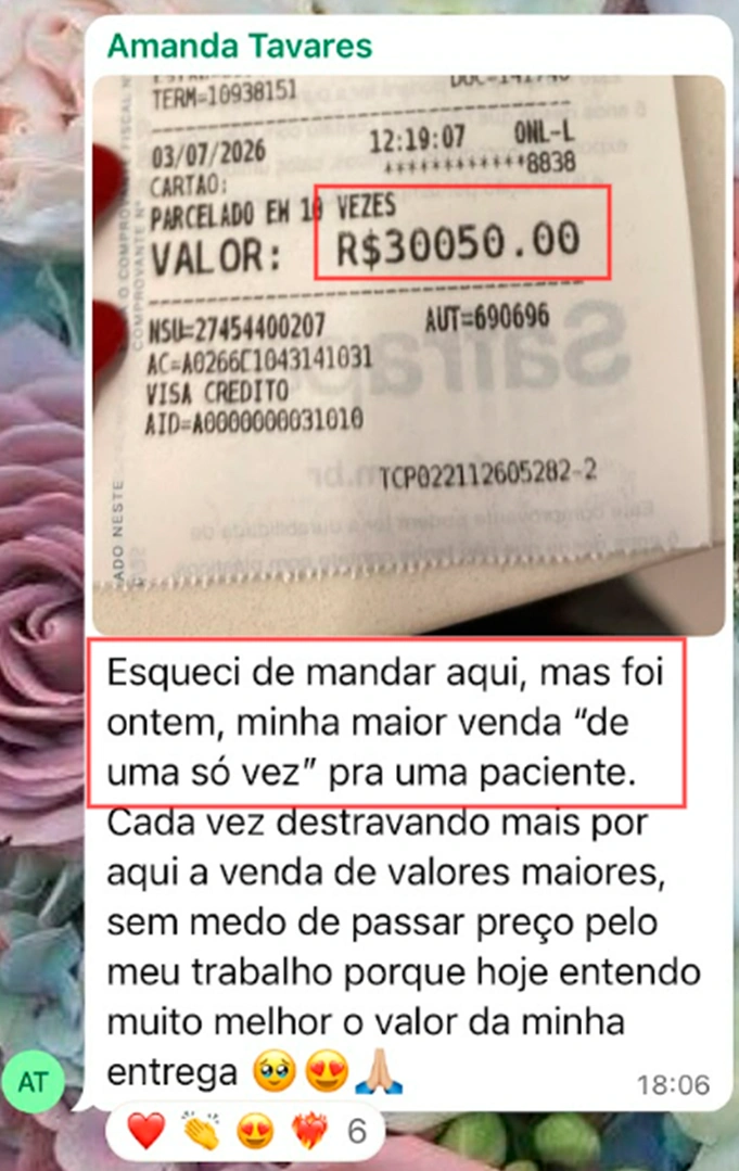 Resultado de faturamento de aluna do Ecossistema AJA