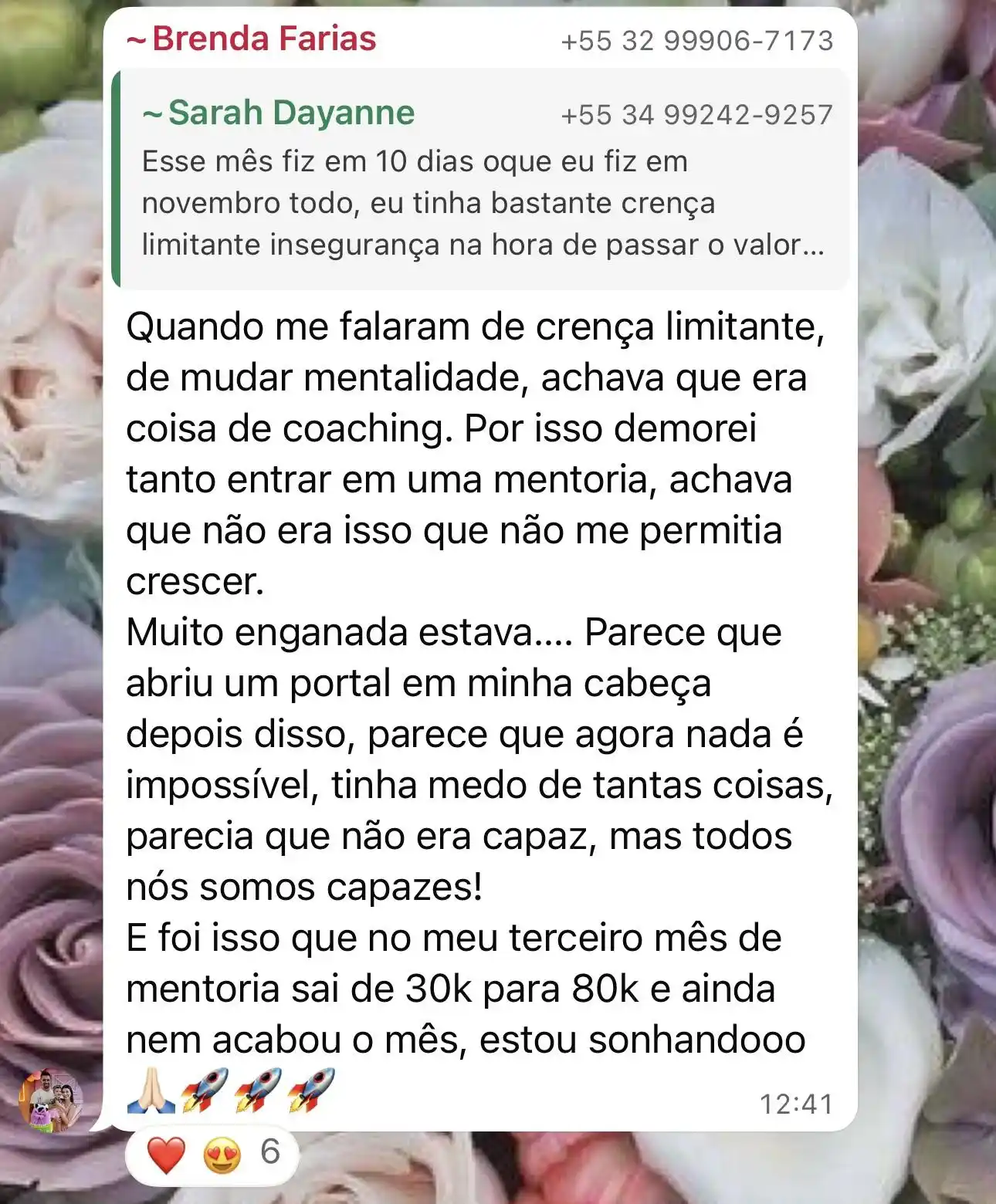 Print do depoimento — Dra. Brenda Farias