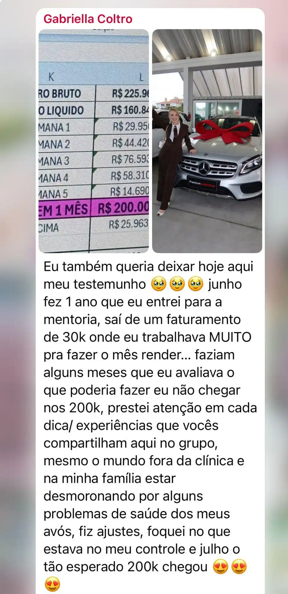Print do depoimento — Dra. Gabriella Coltro