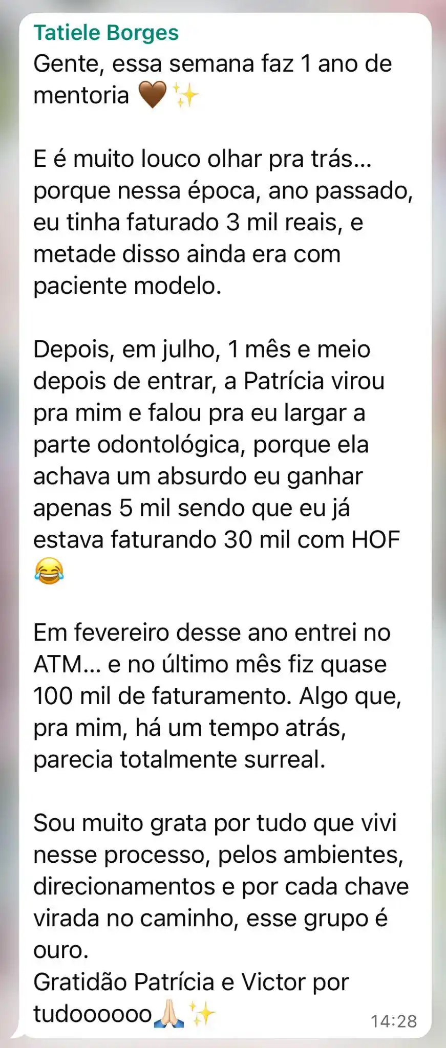 Print do depoimento — Dra. Tatiele Borges